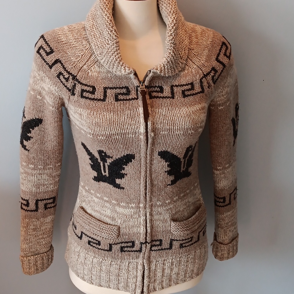 Aritzia TNA lambswool Cowichan Eagle sweater